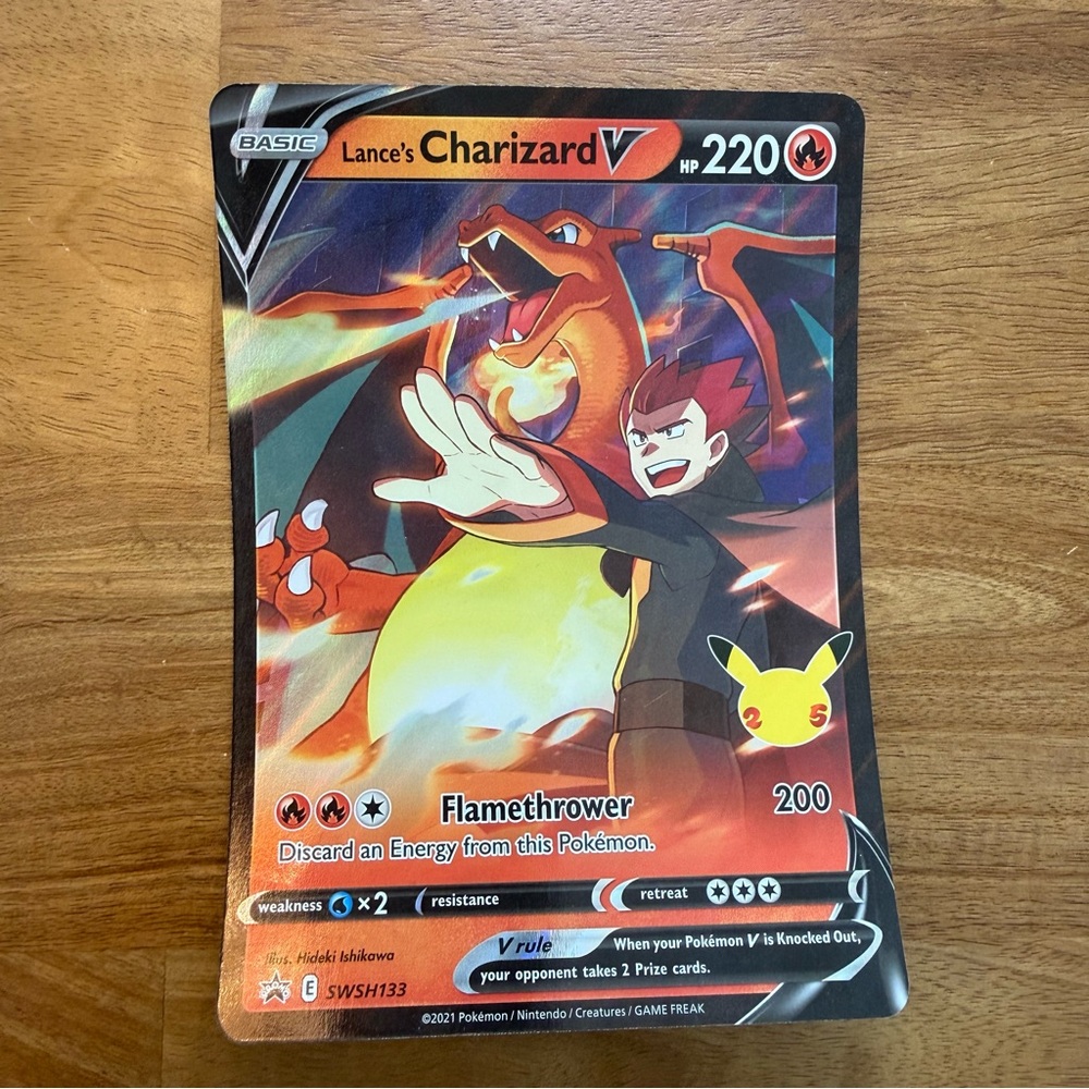 Pokémon TCG Lance's Charizard V SWSH133 Celebrations Black Star Promo Jumbo Card